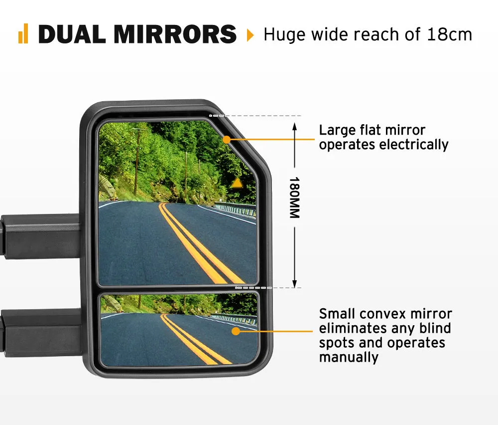 San Hima Extendable Towing Mirrors for Toyota Landcruiser 200 Series 2007-2021