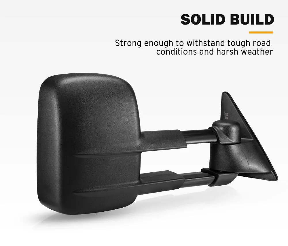 San Hima Pair Extendable Towing Mirrors For Toyota Landcruiser 100 Series 1998-2007 Black