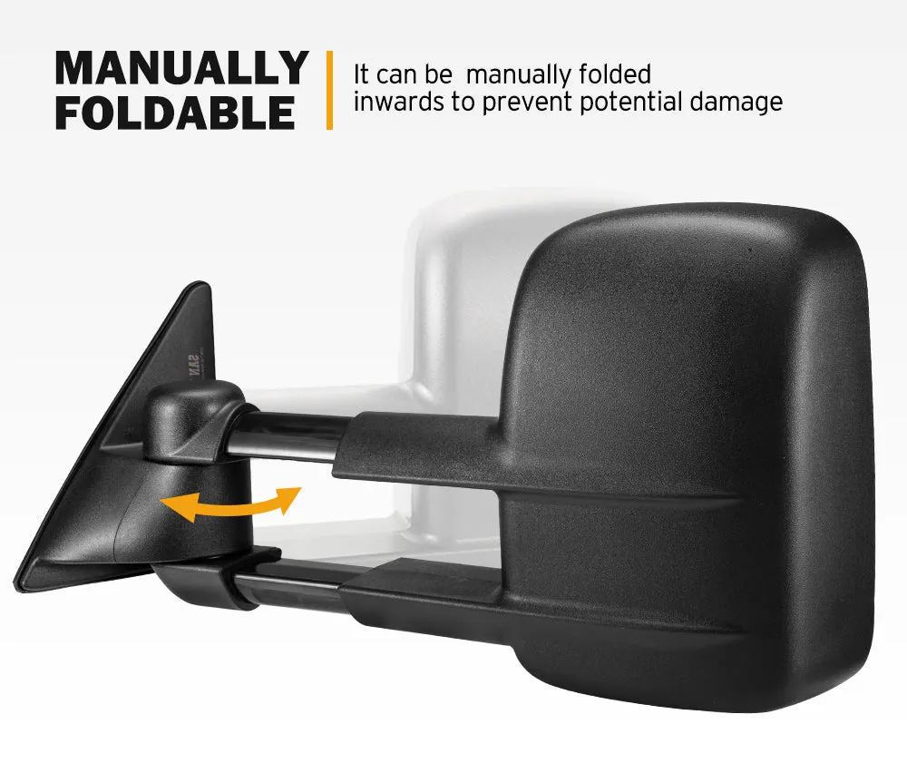 San Hima Pair Extendable Towing Mirrors For Toyota Landcruiser 100 Series 1998-2007 Black