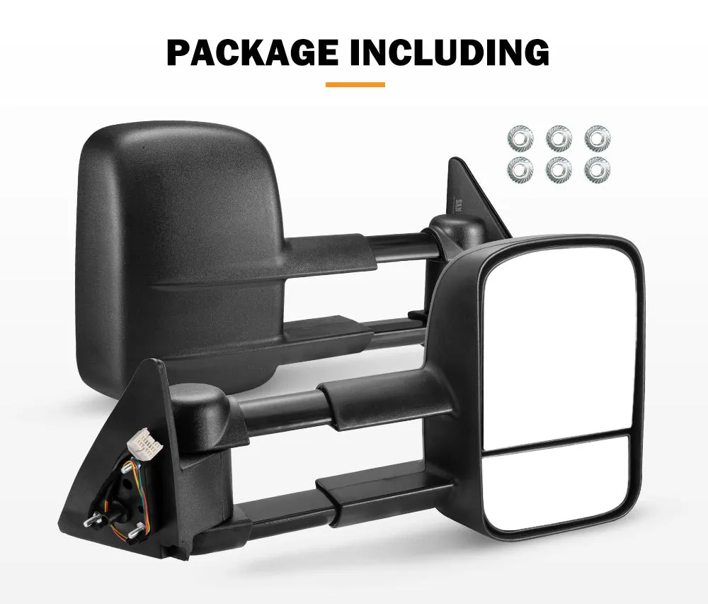 San Hima Pair Extendable Towing Mirrors For Toyota Landcruiser 100 Series 1998-2007 Black