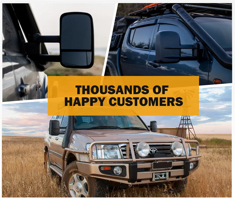 San Hima Pair Extendable Towing Mirrors For Toyota Landcruiser 100 Series 1998-2007 Black