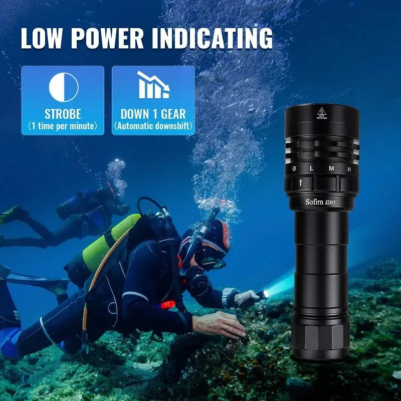 Sofirn SD05 Scuba Diving Light Cree XHP50.2 Super Bright 3000lm 21700 Dive Flashlight with Magnetic Switch 5000K 6500K