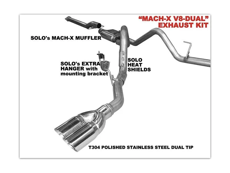 Solo Performance Exhaust Ford F150 5.0L V8 (11-14) Mach X Dual Catback - 145″ or 157″ Wheel Base