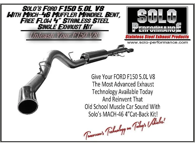 Solo Performance Exhaust Ford F150 V6 EcoBoost (11-14) Mach 46 Single 4" Catback - 145″ or 157″ Wheel Base