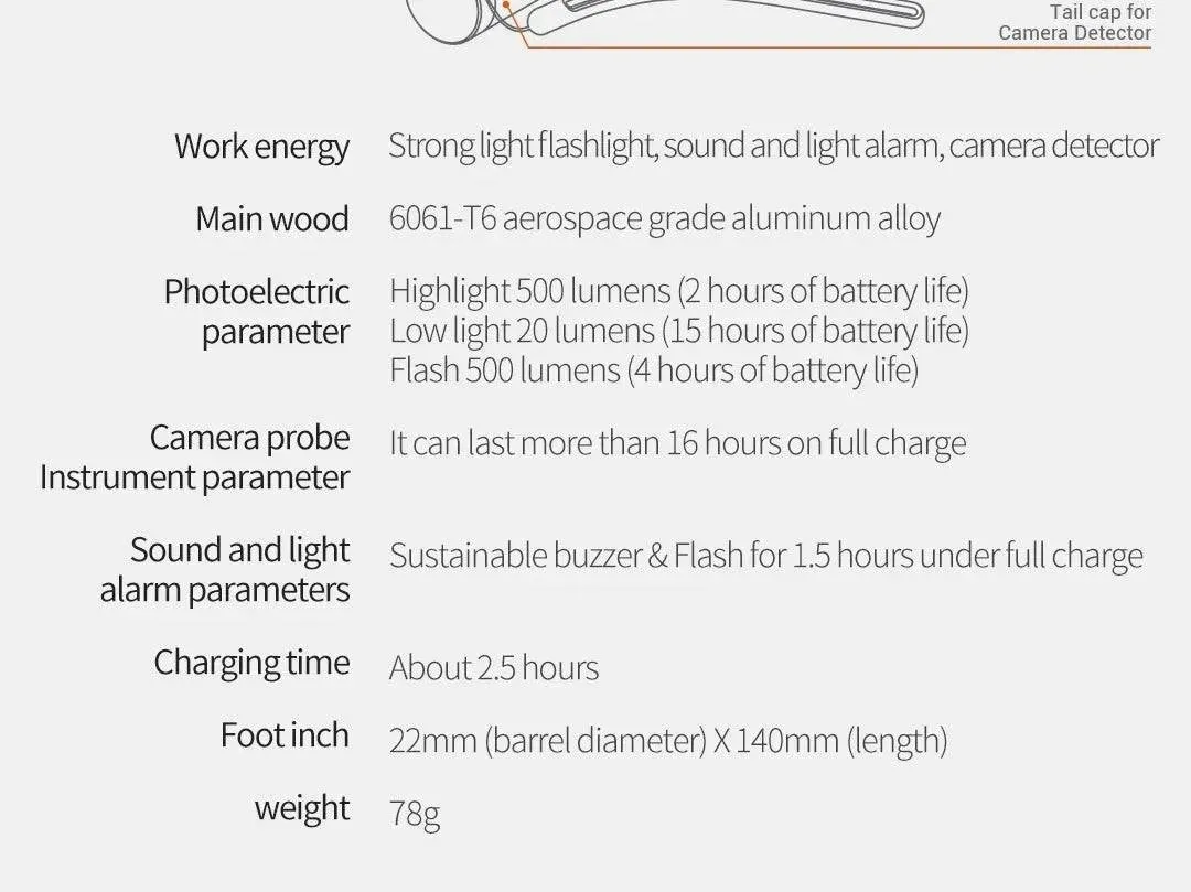 Xiaomi NexTool Strong Light Flashlight Multifunctional Torch Light with Warning Alarm Camera Detector Portable Safety Flashlight